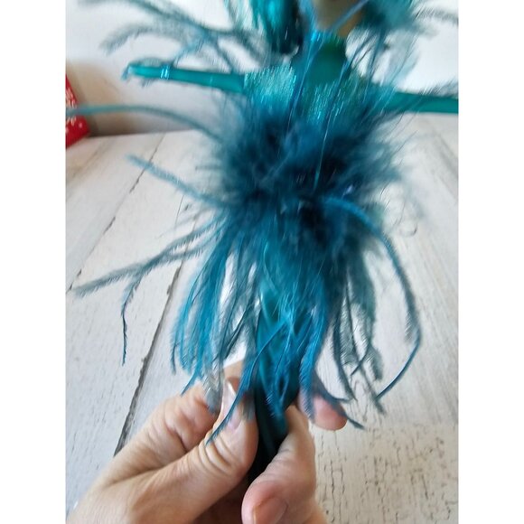 Katherine's collection green teal feather lady glass Italian style ornament Xmas - Picture 6 of 9